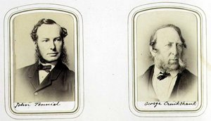 सर जॉन टेनियल (1820-1914) और जॉर्ज क्रुइशांक (1792-1878) के चित्र c.1860 (एल्बम प्रिंट) द्वारा जेसी वाटकिंस