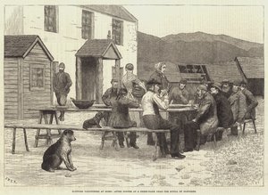 Glenshee के Spital के पास एक भेड़-फार्म में रात के खाने के बाद स्कॉटिश स्वयंसेवक होम में
