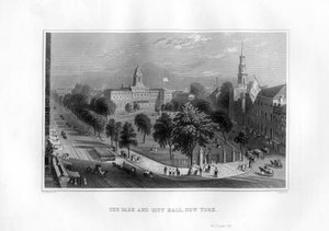 द पार्क एंड सिटी हॉल, न्यूयॉर्क, 1855। द्वारा जे। आर्चर