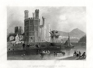 ईगल टॉवर, कार्नरवॉन कैसल, केर्नारफॉन, उत्तरी वेल्स, 1860 द्वारा जेसी सेना के दिन