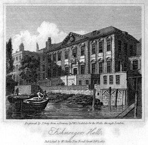 फिशमॉन्गर्स हॉल, सिटी ऑफ़ लंदन, 1817। द्वारा जे। ग्रेग