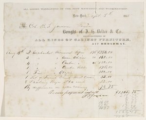 कर्नल बीएस जॉर्डन को बिक्री का बिल, 5 सितंबर, 1855 (कागज पर स्याही) द्वारा JH बेल्टर और Co.JH बेल्टर एंड कंपनी