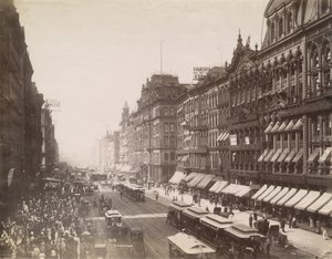 मैडिसन स्ट्रीट, शिकागो से उत्तर की ओर देख रहे राज्य मार्ग का दृश्य, 1890 द्वारा JW टेलर