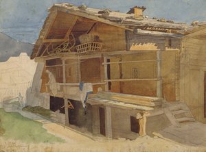 फार्महाउस अंडर कंस्ट्रक्शन, 1829 (कागज पर कलम और स्याही और डब्ल्यूसी) द्वारा जैकब जेन्स्लर
