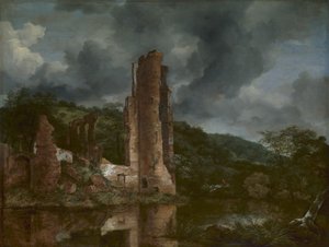 1650-55 ईगंड के महल के खंडहर के साथ लैंडस्केप द्वारा जैकब वैन रुइसडेल