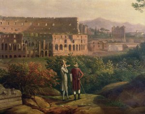 जोहान वोल्फगैंग वॉन गोएथे (1749-1832) रोम के कोलोसियम में दौरा करते हुए, c.1790