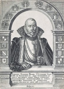 टायको ब्राहे का पोर्ट्रेट 1546 - 1601, पब। 1586. द्वारा जैकब डी गेयनो