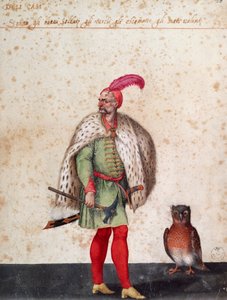 उल्लू के साथ तुर्की सैनिक, जैकोपो लिगोज़ी द्वारा ड्राइंग (1547-1627)