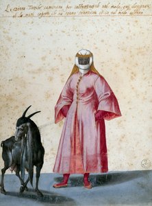 बकरी के साथ तुर्की महिला, जैकोपो लिगोज़ी द्वारा ड्राइंग (1547-1627) द्वारा जाको लिगोजी