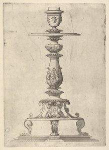 एक कैंडलस्टिक के लिए डिज़ाइन, 1548-49। द्वारा जैक्स एंड्रोएट डू सेर्सौ