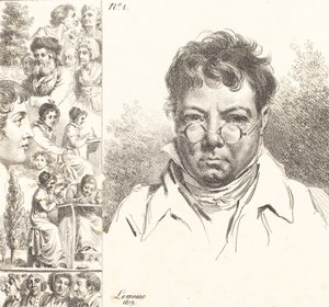 सेल्फ-पोर्ट्रेट एंड अदर हेड्स, 1819 (लिथोग्राफ) द्वारा जैक्स एंटोनी मैरी लेमोइन