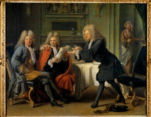 La Maison d'Auteuil ”जहां बर्नार्ड ले बॉयर (Le Bovier) de Fontenelle (1657-1757), फ्रांसीसी लेखक, La Motte, Saurin और Madame de Alexandrine Claudine Guerin, Marquise de Tencin चॉकलेट ला रहे हैं” The Marquise of Tencin ने एक बहुत ही प्रतिष्ठित आयोजन किय द्वारा जैक्स ऑटोरेयू