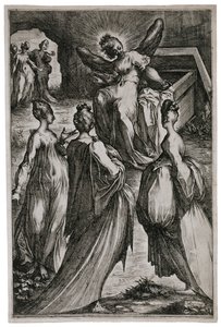 सेपुलचर में पवित्र महिला, 1613-16 (उत्कीर्णन और उत्कीर्णन) द्वारा जाक बेलांगे