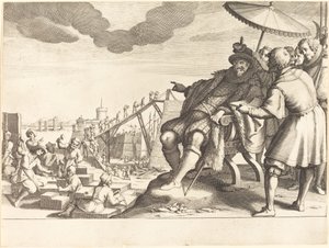 लिवोर्नो बंदरगाह का निर्माण और किलेबंदी, सी। 1614. द्वारा जैक्स कैलोट
