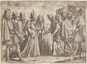 मंटुआ में स्वागत समारोह [दाएं], 1612। द्वारा जैक्स कैलोट