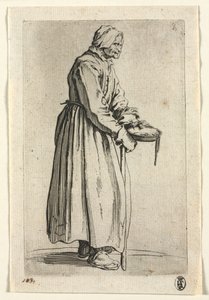द भिखारियों: भिखारी महिला के साथ उसकी भिंडी बाउल, सी। 1623। द्वारा जैक्स कैलोट