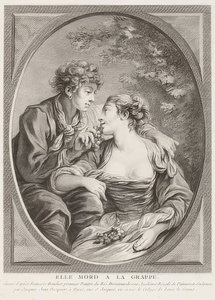 Elle mord à la grappe (वह अंगूर से मर जाती है)। 1768 द्वारा जैक्स जीन पस्क्वायर