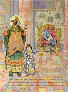 राजा डागोबर्ट I (c.603-39) ने जी। मोंटगोरिल, c.1910 द्वारा &39;फ्रांस, सोन हिस्टॉयर&39; के चित्रण के गलत तरीके से अपना पतलून उतार दिया