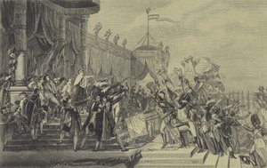 नेपोलियन फ्रांसीसी सेना को ईगल मानकों का वितरण करता है, 5 दिसंबर 1804 (उत्कीर्णन) द्वारा जैक्स लुइस (बाद) डेविड