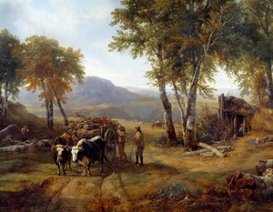 विस्तार वन में लकड़हारे। रेमंड ब्रास्कासैट (1804-1867) 1832 नैनटेस, मुसी डेस बीक्स आर्ट्स द्वारा पेंटिंग