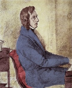 फ़्रेडरिक चोपिन का पोर्ट्रेट (1810-1849), पोलिश संगीतकार। - गोट्ज़ेनबर्गर द्वारा ड्राइंग द्वारा जकोब गोएत्जनबर्गर