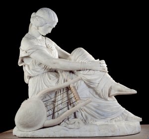 Sapho (या Sappho, 7 वीं शताब्दी ईसा पूर्व), प्राचीन काल के यूनानी कवि। जेम्स प्रैडियर द्वारा संगमरमर की मूर्ति (1790-1852)