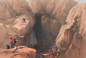 'परुष से कोजक दर्रे में प्रवेश', c.1839 (लिथोग्राफ, रंगा हुआ) द्वारा जेम्स (बाद में) एटकिंसन
