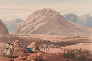 'बाबा-नौनी पर्वत का दृश्य', c.1839 (लिथोग्राफ, रंगा हुआ) द्वारा जेम्स (बाद में) एटकिंसन