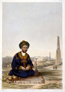 ग़ज़नी के गवर्नर हैदर खान, वाकर द्वारा उकेरी गई 'सीनरी, इनहैबिटेंट्स एंड कॉस्ट्यूम्स ऑफ अफगानिस्तान' की प्लेट 19 द्वारा जेम्स (बाद में)