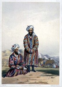 मुराद बे के ओस्बेग्स, 'सीनरी, इनहैबिटेंट्स एंड कॉस्ट्यूम्स ऑफ अफगानिस्तान' से प्लेट 20, डब्ल्यूएल वॉकर द्वारा उकेरा गया द्वारा जेम्स (बाद में)