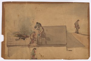 पोम्फ्रेट में एक आग, 1849। द्वारा जेम्स एबॉट मैकनील व्हिस्लर