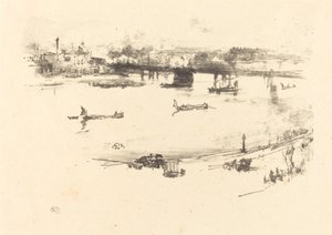 चेरिंग क्रॉस रेलवे ब्रिज, 1896। द्वारा जेम्स एबॉट मैकनील व्हिस्लर