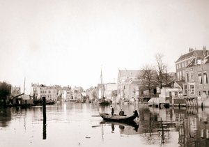 नहर, डॉर्ड्रेक्ट, नीदरलैंड, 1898 पर नाव। द्वारा जेम्स बैटकिन