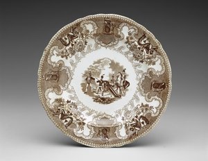 प्लेट, c.1837-44 (स्थानांतरण-मुद्रित मिट्टी के बरतन) द्वारा जेम्स बीच