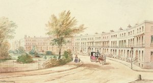 रॉयल क्रीसेंट, चेल्टेनहम, c.1850 (wc पेपर पर) द्वारा जेम्स चार्ल्स ओल्डमेडो