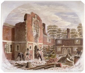सेंट पीटर अस्पताल, साउथवार्क, लंदन, 1851 को ध्वस्त करते हुए पुरुष