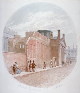 पुराने ब्रिटिश संग्रहालय, ब्लूम्सबरी, लंदन की एक दीवार का हिस्सा, 1850