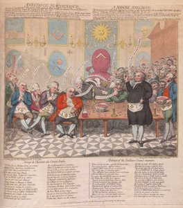 एक मेसोनिक उपाख्यान, पब। 1786 (हाथ के रंग का उत्कीर्णन)