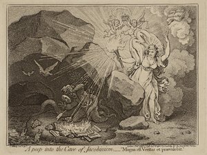 में एक झलक Jacobinism से सावधान रहें, या सत्य ताकतवर है और प्रभुत्व रहेगा, 1798 (कागज पर नक़्क़ाशी) द्वारा जेम्स गिलियरे