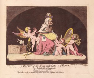 वेस्ट ऑफ़ -93, वीनस के केस्टस पर कोशिश करते हुए, पब। 1793 (हाथ के रंग का उत्कीर्णन)