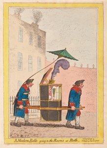 एक आधुनिक बेले, बाथ, पब में कमरों में जाती है। 1796 (हाथ के रंग का उत्कीर्णन)