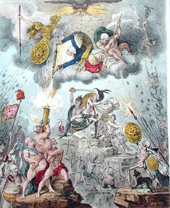 1804 में हन्ना हम्फ्री द्वारा प्रकाशित कॉन्फेडरेटेड गठबंधन, या द जायंट्स स्टॉर्मिंग हेवन (कागज पर नक़्क़ाशी, उत्कीर्णन, एक्वाटिंट और वॉटरकलर) द्वारा जेम्स गिलियरे