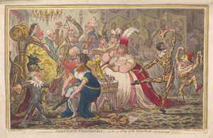 दिलतंती नाट्यशाला या ग्रीन रूम में एक झलक, वीडियोग्राफी। Pic-Nic-Orgies, पब। 1803 (हाथ के रंग का उत्कीर्णन)