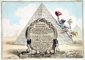 मिस्र के रेखाचित्र, 1799 में हन्ना हम्फ्री ने प्रकाशित किए (हाथ के रंग का नक़्क़ाशी)