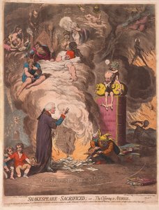 शेक्सपियर बलिदान या अवारिस, पब की पेशकश। 1789 (हाथ के रंग का उत्कीर्णन)