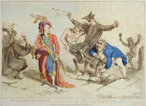 सब्लिमे ओरेशन: ए डिस्प्ले ऑफ इट, 1788 में टी. हरमर द्वारा प्रकाशित (हाथ से रंगी हुई नक़्क़ाशी) द्वारा जेम्स गिलियरे