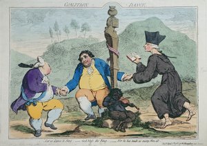 द कोलिशन-डांस, 1783 में विलियम हम्फ्री द्वारा प्रकाशित (हाथ से रंग का नक़्क़ाशी)