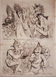 1791 में SW Fores द्वारा प्रकाशित नेशनल असेंबली, और द नेशनल असेंबली रिवाइवाइज्ड (नक़्क़ाशी) द्वारा जेम्स गिलियरे
