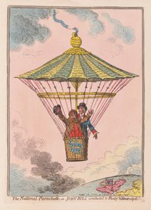 नेशनल पैराशूट या जॉन बुल ने भरपूर और मुक्ति के लिए आयोजित किया। 1802 (हाथ के रंग का उत्कीर्णन)