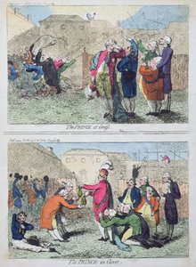 द प्रिंस एट ग्रास और द प्रिंस इन क्लोवर, 1787 में SW Fores द्वारा प्रकाशित (हाथ से रंगी हुई नक़्क़ाशी) द्वारा जेम्स गिलियरे